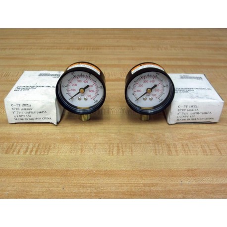 Grainger 5WZ21 2" 100 PSI700 KPA Pressure Gauge 169816A (Pack of 2)