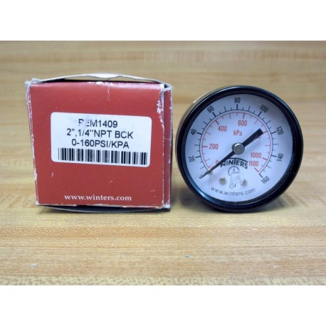 Winters PEM1409 2" Pressure Gauge 0160 PSIKPA