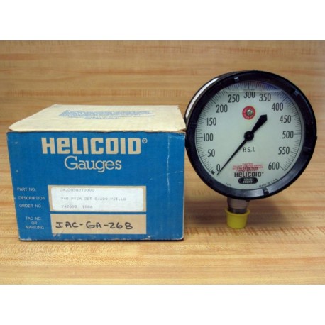 Helicoid J4J2G5A2Y0000 5" Filled Pressure Gauge 0-600 PSI