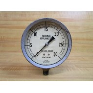 Marsh Instrument 0-30VACUUM National Appliance Co. Vacuum Gauge 0-30 - Used