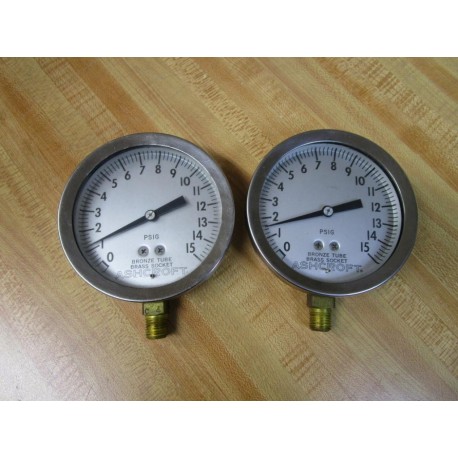 Ashcroft 0-15 PSIG Pressure Gauge 015PSIG (Pack of 2) - Used