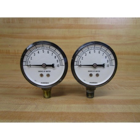 Marsh 34693-1 Inches Of Water Gauge B327 Range: 0 - 10 (Pack of 2) - Used