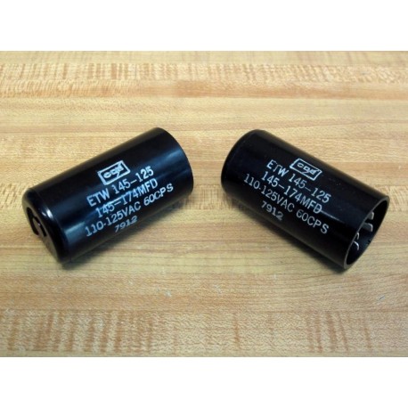 CDE ETW145-125 Capacitor ETW145125 145-174MFD (Pack of 2) - Used