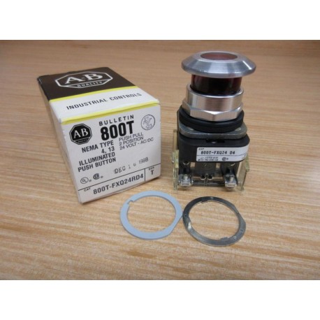 Allen Bradley 800T-FXQ24RD4 Push Button W 800T-Blank, 800T-XD4