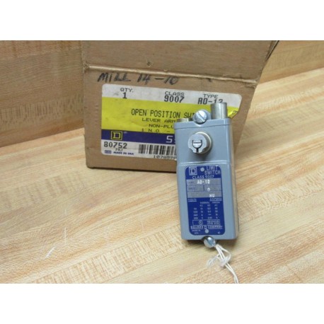 Square D 9007-AO-12 Limit Switch 9007-A0-12 W9007 A0-2