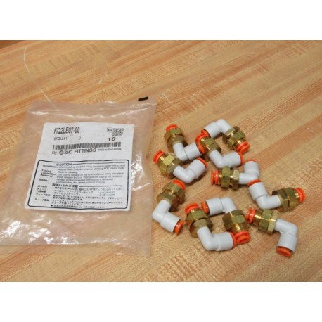 SMC KQ2LE07-00 Bulkhead Male Elbow Fitting KQ2LE0700 (Pack of 10)