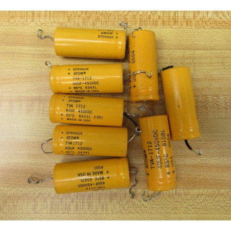 Sprague TVA1712 Atom Capacitor 40UF 450VDC (Pack of 8) - Used