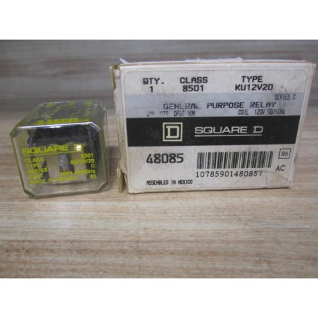 Square D 8501-KU12-V20 Relay 8501KU12V20 48085 Series C