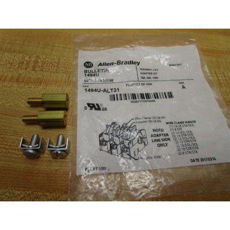 Allen Bradley 1494U-ALT31 Terminal Lug Adapter Kit 1494UALT31