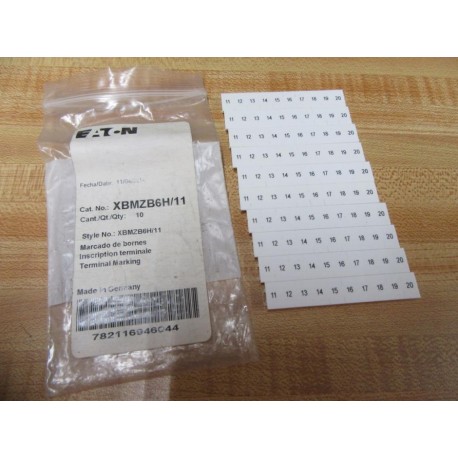 Eaton XBMZB6H11 Terminals Marker Tags XBMZB6H11 (Pack of 10)