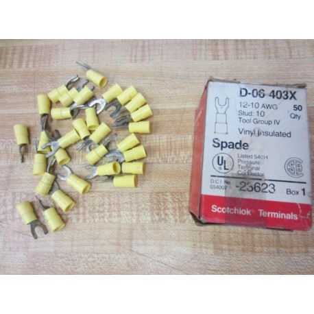 3M D-06-403X Scotchlok Terminal Spade D06403X (Pack of 30)