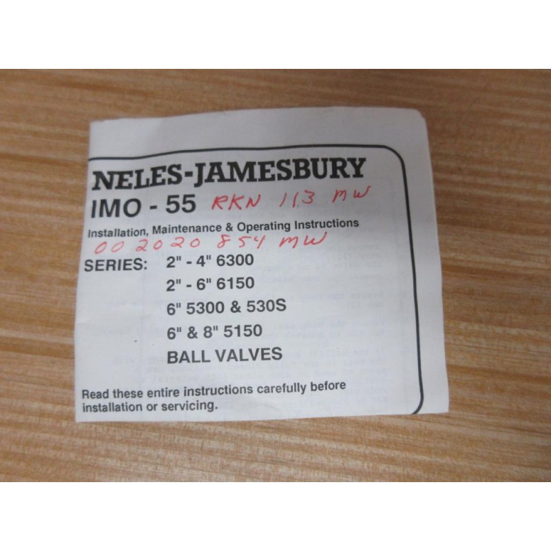 NelesJamesbury IMO55 Ball Valve Repair Kit IMO55 Mara Industrial