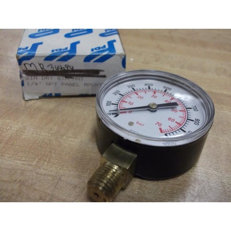 PDI MR36699 Pressure Gauge 0-1000 PSI  14" NPT