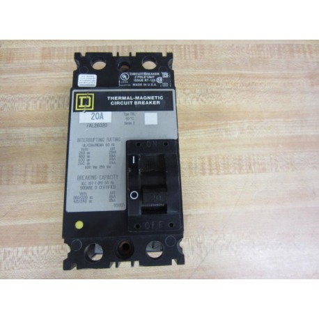 Square D FAL26020 Circuit Breaker - Used