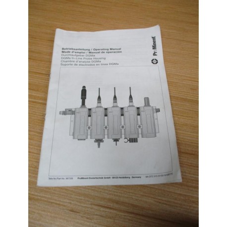 ProMinent 987356 DGMa In-Line Probe Housing Operating Manual - New No Box