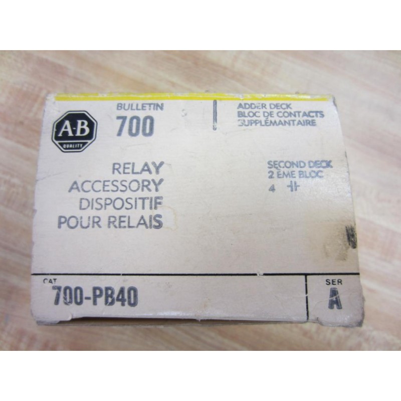 Allen Bradley 700-PB40 Auxiliary Contactor 700PB40 W/O Contacts 