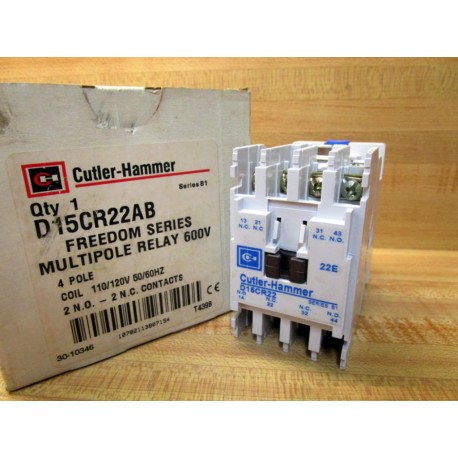 Cutler Hammer D15CR22AB Multi-Pole Relay D15CR22