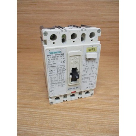 Siemens 3VF3111-1FL41-0AA0 50A Circuit Breaker Damaged Plastic - Used