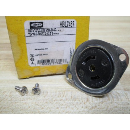 Hubbell HBL7487 Flanged Receptacle Midget Twist Lock