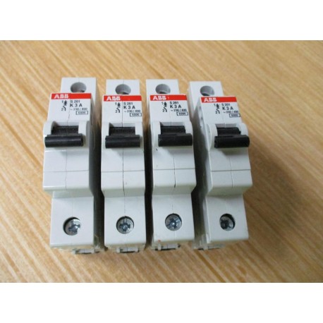 ABB S201 K 3 A 3A Miniature Circuit Breaker S201-K3 (Pack of 4) - Used