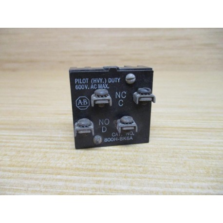 Allen Bradley 800H-BK6A Switch Push Button 800HBK6A Contact Only - Used