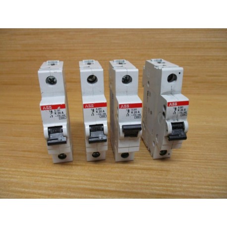 ABB S 201 K 20 A 20A Circuit Breaker S201-K20A (Pack of 4) - Used