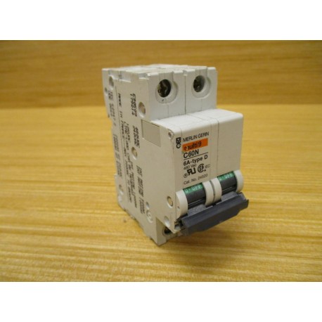 Merlin Gerin 24520 Square D 2P 6A Breaker MG24520 Schneider WO DIN Clip - Used