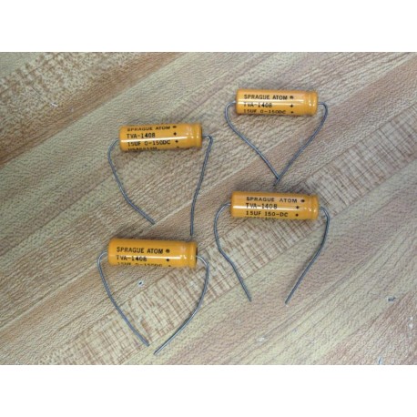 Sprague TVA-1408 Atom Capacitor TVA1408  15µF  0-150DC (Pack of 4) - New No Box