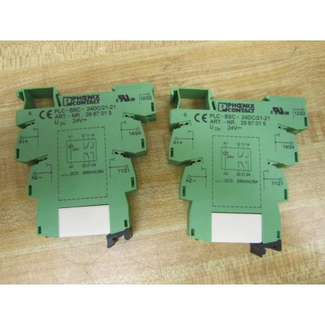 Phoenix Contact PLC-BSC-24DC21-21 Terminal Block 2967015 WRelays (Pack of 2) - New No Box