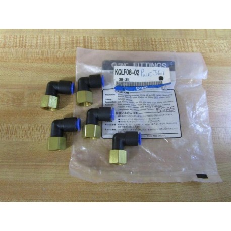 SMC KQLF08-02 Female Elbow Fitting KQLF0802 (Pack of 5)