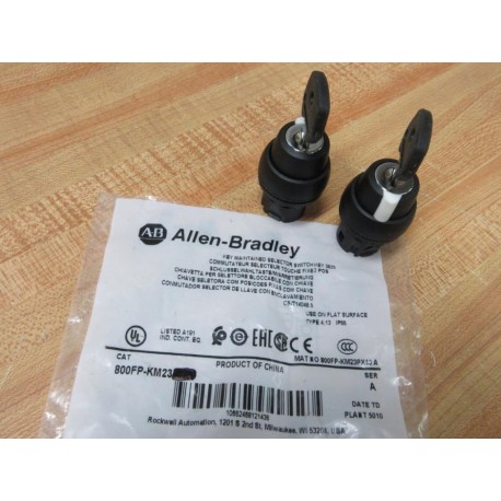 Allen Bradley 800FP-KM23 2-Pos Selector Switch 800FPKM23 (Pack of 2)