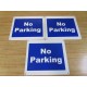 Generic No Parking BlueWhite 10-14" x 12" Metal Sign (Pack of 3) - New No Box