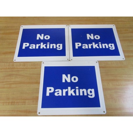 Generic No Parking BlueWhite 10-14" x 12" Metal Sign (Pack of 3) - New No Box