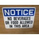 Generic NOTICE NO BEVERAGES 10" x 14" Plastic Sign (Pack of 3) - New No Box