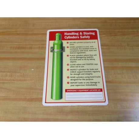 Generic Handling & Storing Cylinders Safely 14"x10" Metal Sign - New No Box