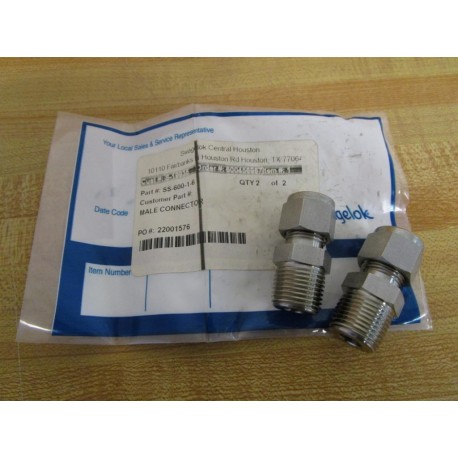 Swagelok SS-600-1-6 Male Connector SS60016 (Pack of 2)