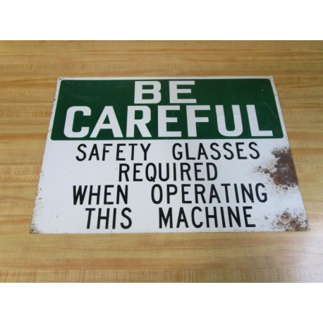 Ready Made Sign SAFETY GLASSES REQUIRED 14" x 20" Metal Sign - Used