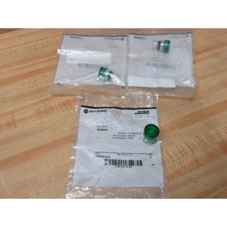 Allen Bradley 800MR-N1G Green Pilot Light Lens 800MRN1G (Pack of 3)