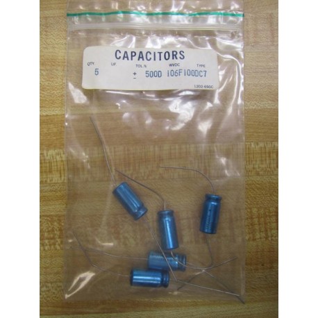 Sprague 500D 106F100DC7 Capacitors (Pack of 5)