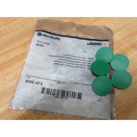 Allen Bradley 800E-AF3 Green Flush Push Button Cap 800EAF3 (Pack of 5)