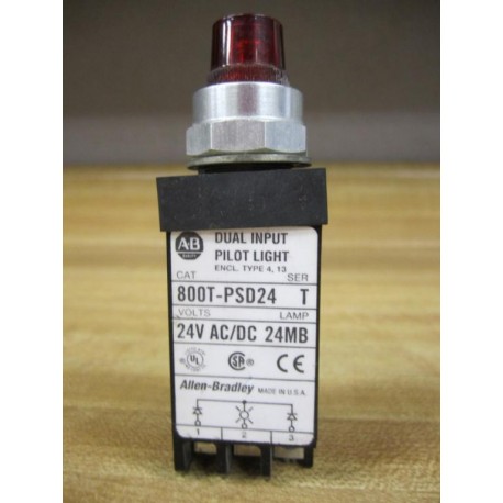 Allen Bradley 800T-PSD24 Pilot Light 800TPSD24 Red 800T-PSD24R - New No Box