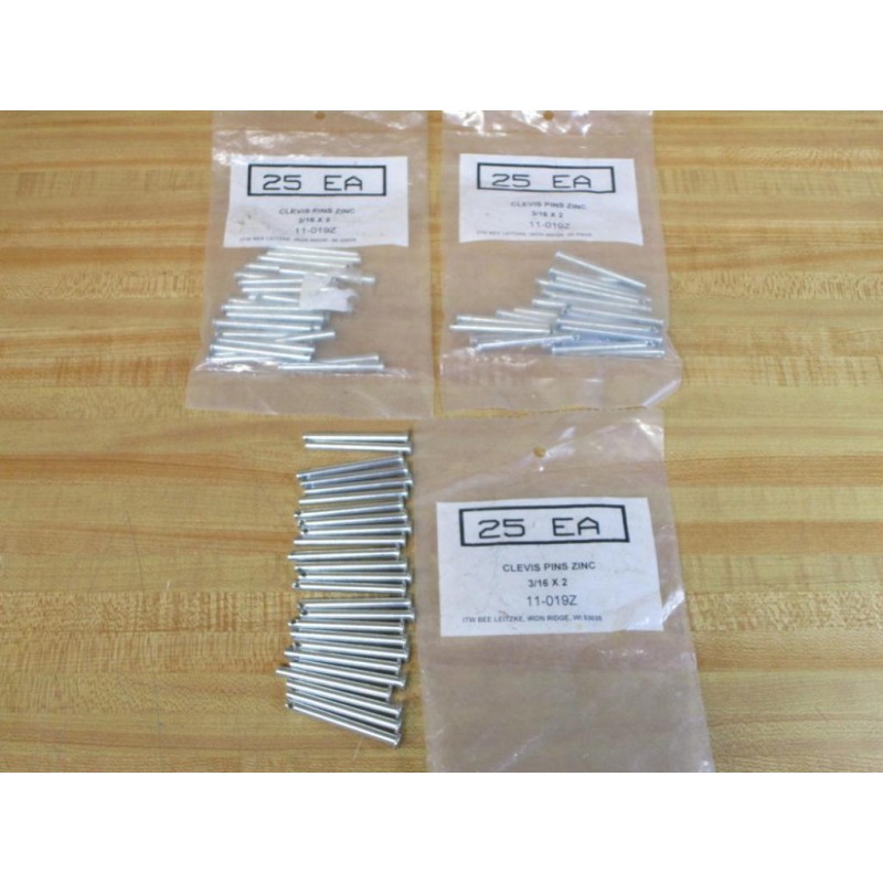 Itw Bee Leitzke 11 019z Clevis Pin 11019z Pack Of 75 Mara Industrial 