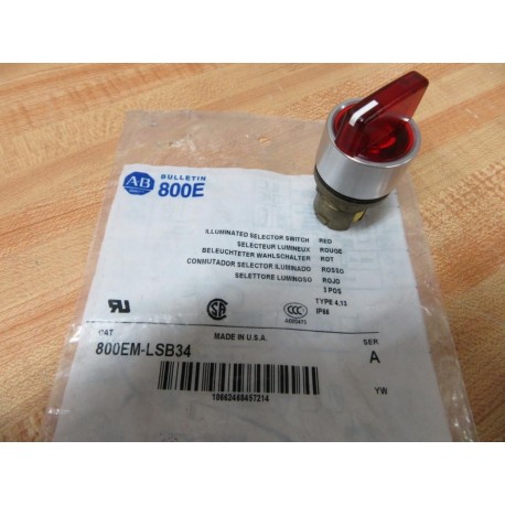 Allen Bradley 800EM-LSB34 3-Pos Selector Switch 800EMLSB34