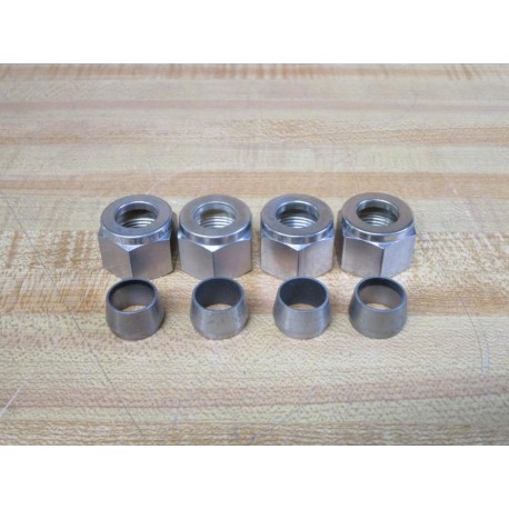 Swagelok SS-812-1 Stainless Steel Nut SS8121 WSleeve (Pack of 4) - New No Box