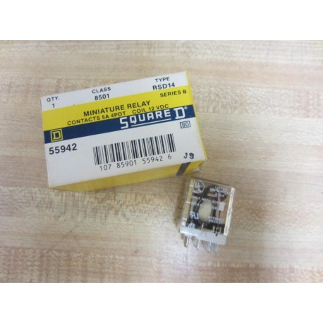 Square D 8501 RSD14 Relay 8501RSD14 12 VDC Series B (Pack of 2)