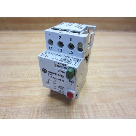 Allen Bradley 140-MN-0160 Manual Motor Starter 140MN0160 Ser C,Chipped - Used