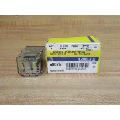 Square D 8501-KPD-12 Relay 8501KPD12 Coil 12V 48076