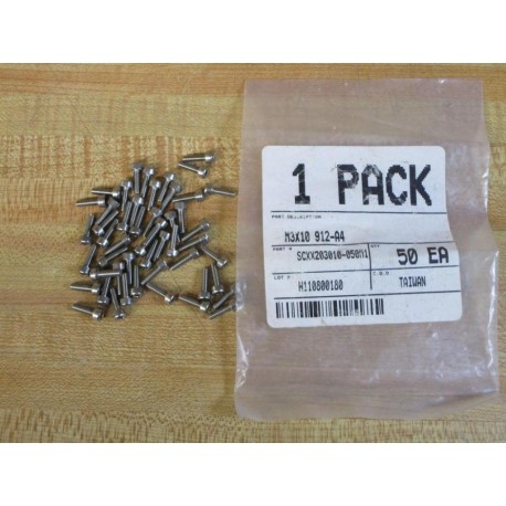 Generic SCXX203010-050M1 Hex Socket Cap Screw M3X10 (Pack of 50)