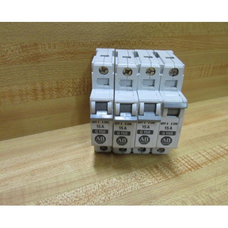 Allen Bradley 1492-CB1G150 15A Circuit Breaker 1492CB1G150 Series B (Pack of 4) - Used