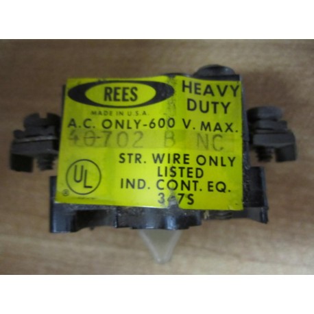 Rees 40702-B-NC Auxiliary Contact 40702-000 (Pack of 3) - Used